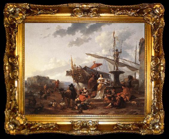 framed  BERCHEM, Nicolaes A Southern Harbour Scene, ta009-2